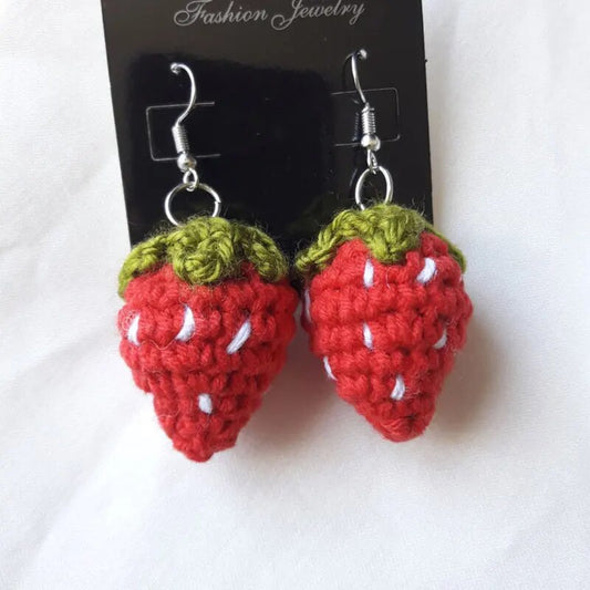 Crochet Strawberry Cottage Fairy core Coquette Aesthetic Earrings
