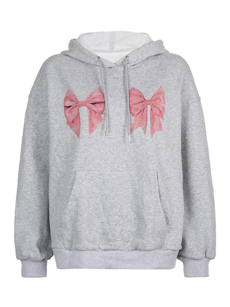 Coquette Aesthetic Y2K Ribbon Bow Hoodie Sweatshirt