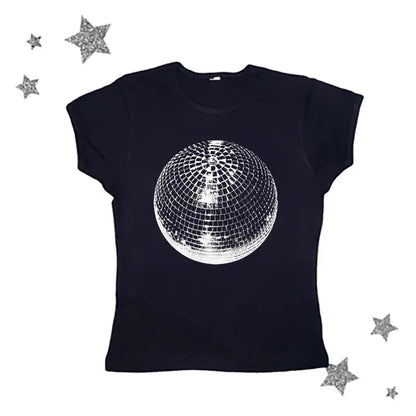 Disco Ball Y2K Aesthetic Graphic Baby Tee