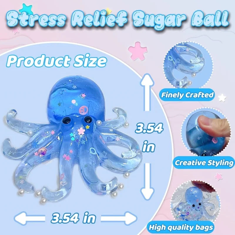 Glitter Octopus Taba Squishy Squeeze Fidget Toy