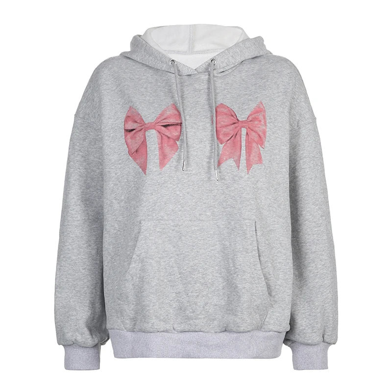 Coquette Aesthetic Y2K Ribbon Bow Hoodie Sweatshirt