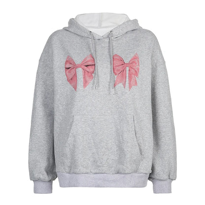 Coquette Aesthetic Y2K Ribbon Bow Hoodie Sweatshirt