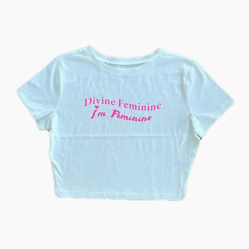 Divine Feminine Y2K Aesthetic Graphic Baby Tee – Cutie Collective Co