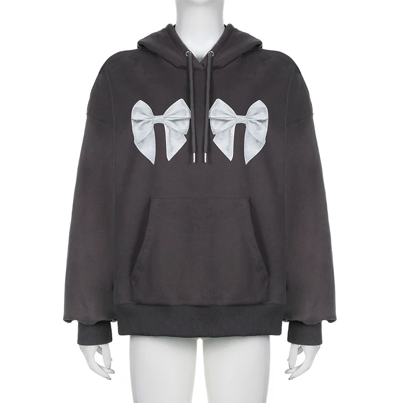 Coquette Aesthetic Y2K Ribbon Bow Hoodie Sweatshirt