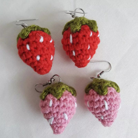 Crochet Strawberry Cottage Fairy core Coquette Aesthetic Earrings